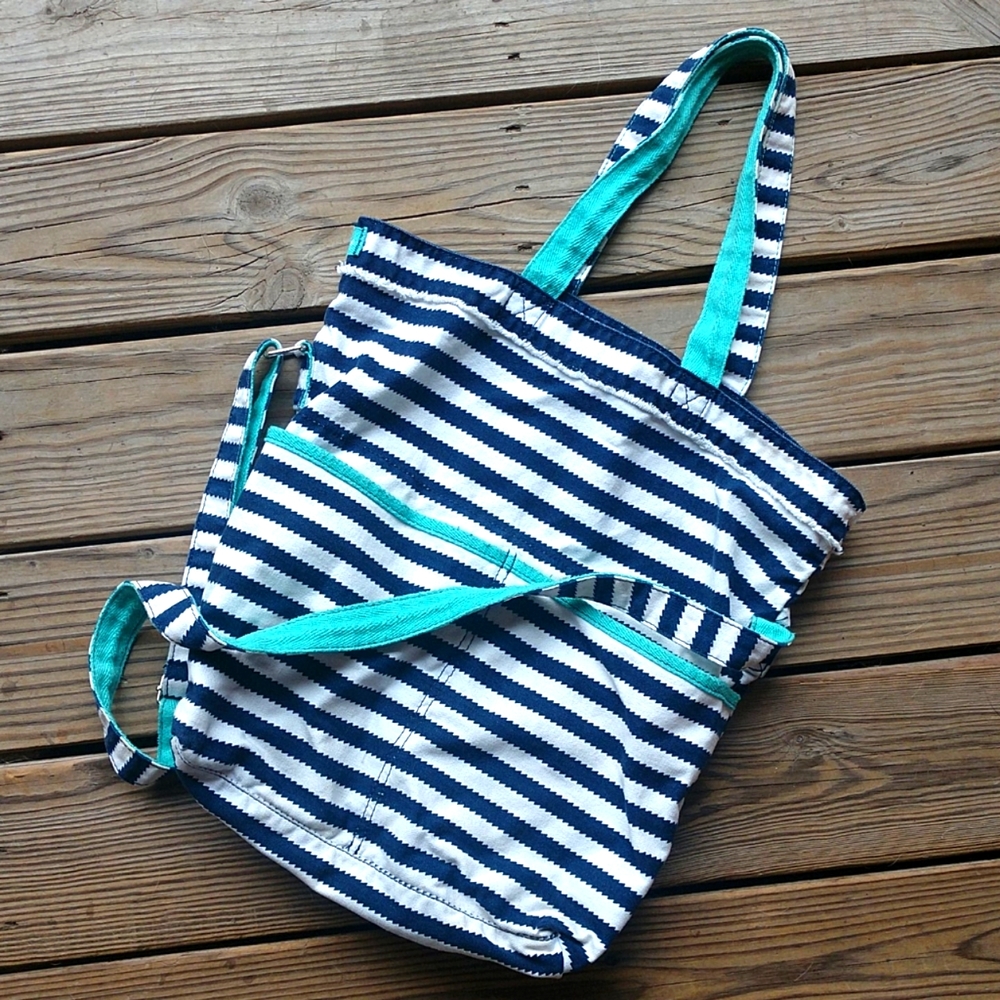 Striped Retro Metro Fold-over Tote by Thirty-one